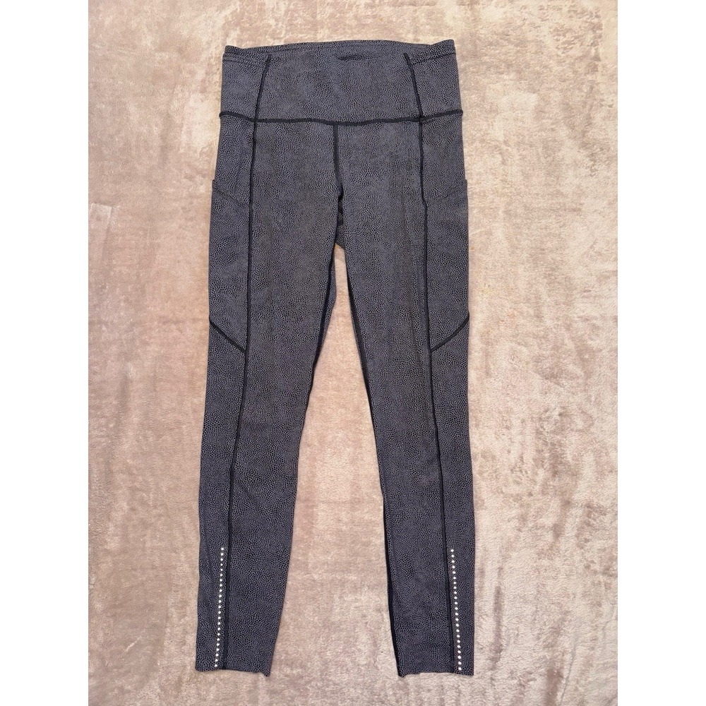 Lululemon Women's Speed Crop‎ Mesh Leggings in Giant Herringbone Black Sz 6